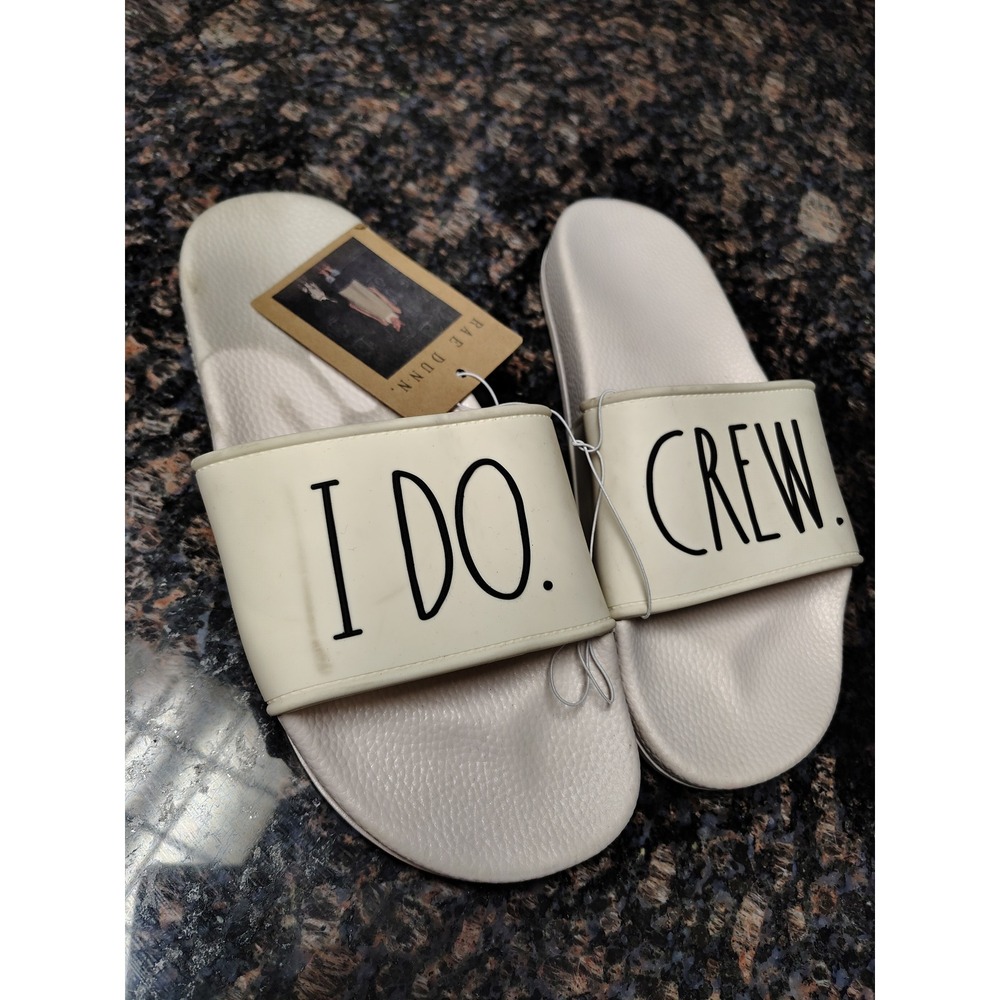 Rae Dunn I Do Crew Bridal Party Slides Cream Women Size 7 Wedding Bachelorette